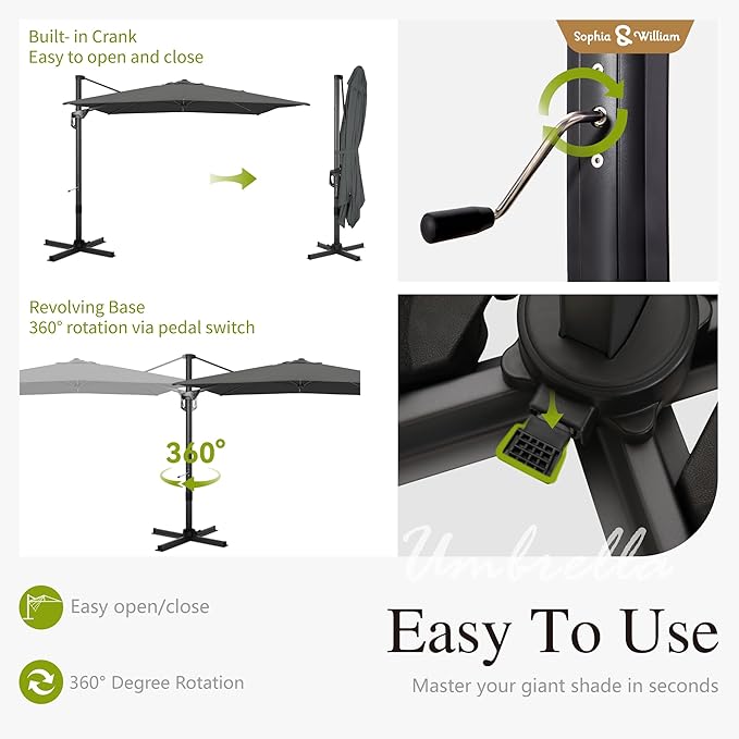Sophia & William Cantilever Patio Umbrellas Offset Outdoor Umbrellas