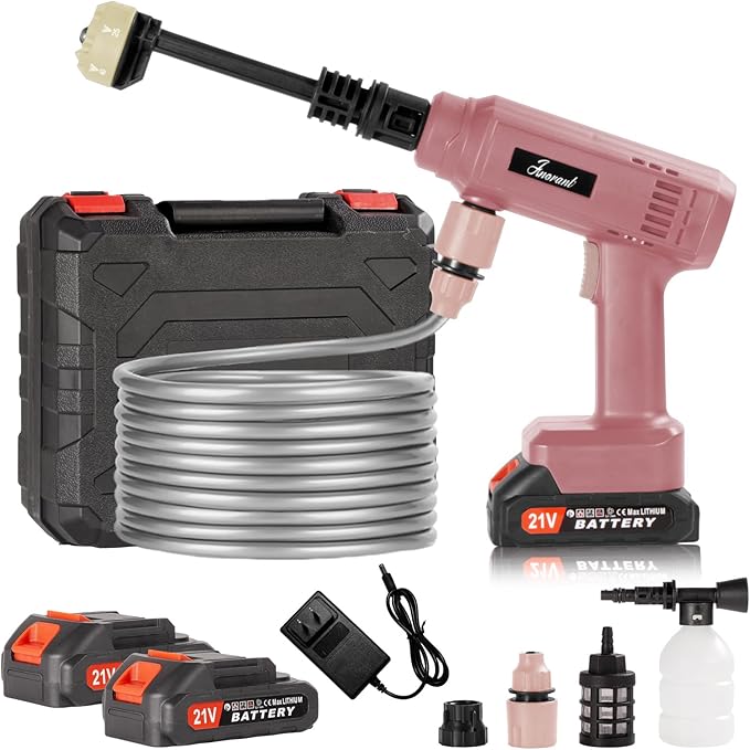 Power Washer,1200 PSI Cordless Pressure Washer with 2×21V Battery&6-in-1 Multi-Function Nozzle,Portable Pressure Washer Suitable for Cleaning Vehicles, patios, Glass, Floors, and Watering Plants