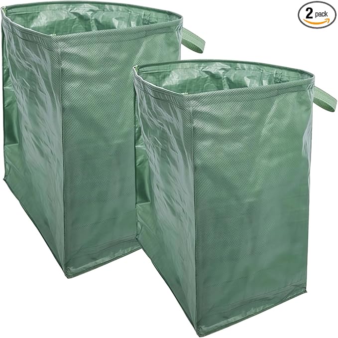 2 Pcs 53 Gallon Reusable Lawn Bags, Yard Waste Container with Easy Sweep Leaf Collector PP Material, Large Capacity, Foldable, Ideal for Leaves, Branches, and Grass Clippings