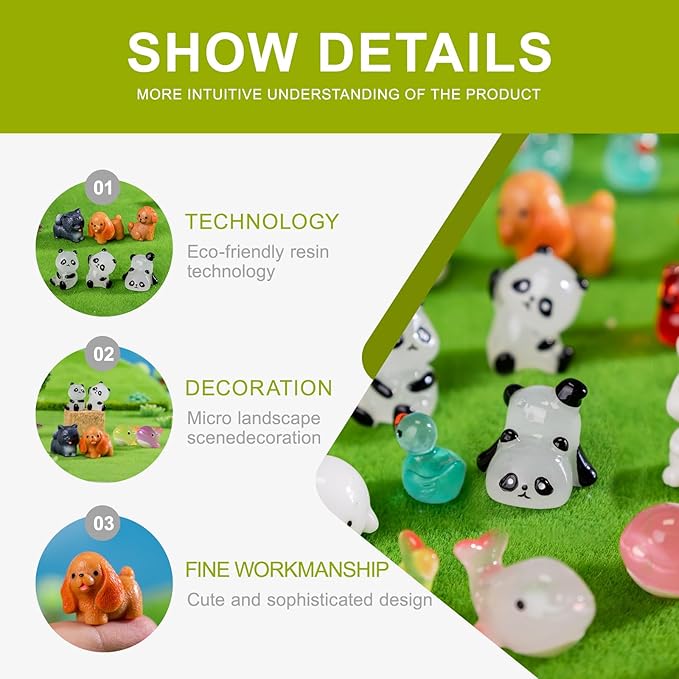 50 Pcs Mini Resin Animals Figures - Land & Sea Creatures Set for Fairy Garden Decor, Miniature Landscape Ornaments Collection