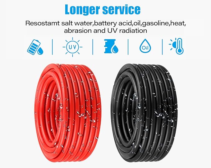 8 AWG Solar Cable 100FT Red + 100FT Black Tinned Copper Wire, 8 Gauge Solar Panel Wire for RV, Automotive, Trailer, Marine, Outdoors