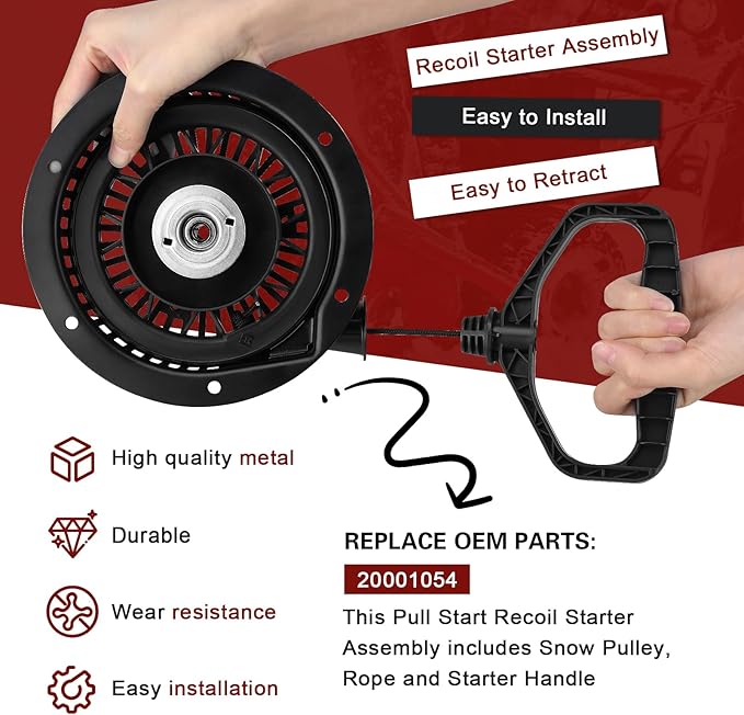 20001054 Recoil Starter Assembly for Ariens AX254 Engines 920013 920021 920022 920313 920314 920315 08200424 08200712 Round Pull Starter SNO-Tek, Compact, Classic, Deluxe Snow Blowers