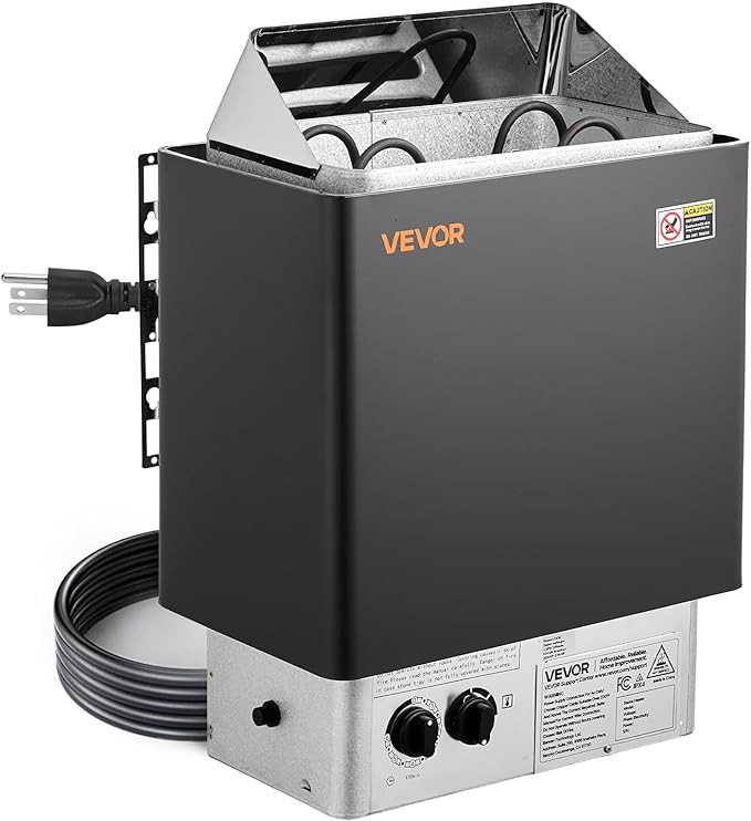 VEVOR Sauna Heater, 2KW AC 120V Electric Sauna Stove, Dry Steam Bath Saunas Stove with Pre-Drilled Bracket, Fit 52.9 to 88.2 CU.FT Saunas Rooms, Steam Bath Stoves for Home, Commercial, Leisure Venues
