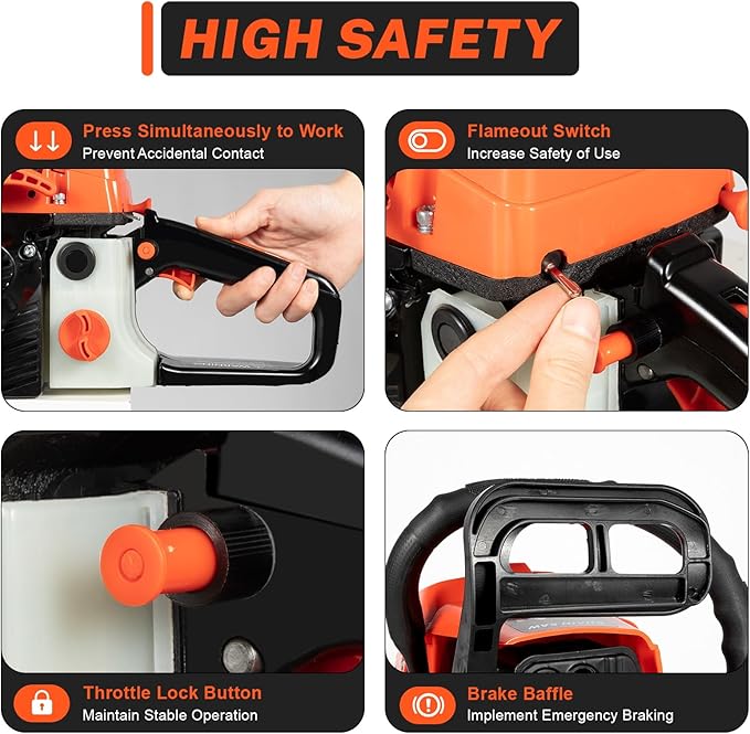 58cc Gas Chainsaw, 20 Inch Gas Powered Chainsaws with Tool Bag, 3.6HP 2-Cycle Handheld Cordless Petrol Gasoline Chain Saw for Cutting Tree Wood Trimming Garden Farm