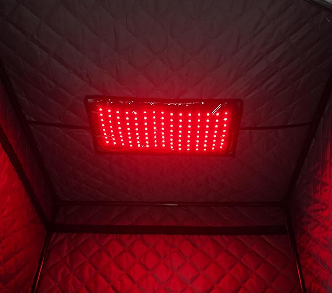 Portable Infrared Sauna for 1 Person, Red Light Therapy Full Size Home Sauna Box with Premium Dry Heating, Remote Temperature Control, Heated Foot Pad & Reinforced Folding Chair