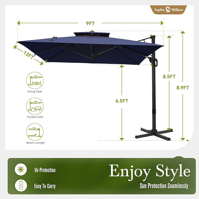 Sophia & William Cantilever Patio Umbrellas Offset Outdoor Umbrellas