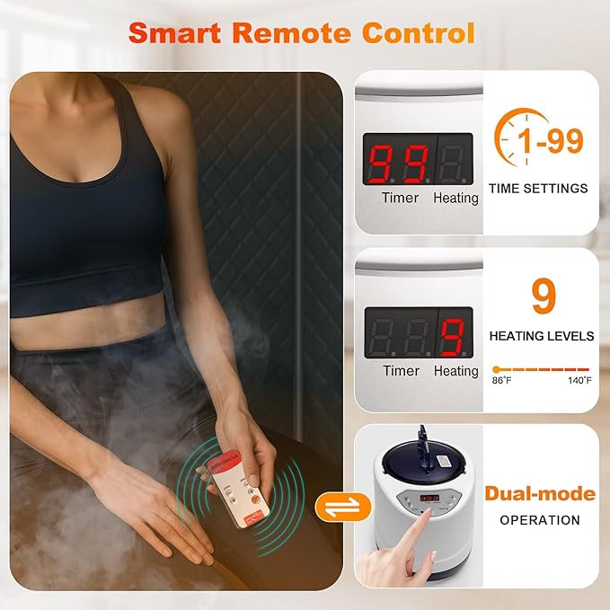 2 Person Sauna Box, Portable Steam Sauna for Home Spa, Relief Muscle Pain, Foldable Sauna Kit with 5-Layer Waterproof, 9 Levels Heat of Saunas Room with 2 Steamers, Oversize Chairs, 5.9' x 4.1' x 3.0'