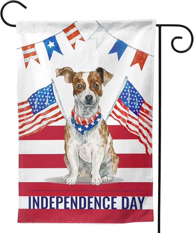 Independence Day Dog Garden Flag Vertical Double Sided Outdoor Yard Flags 12.5x18 Inch Burlap Banners Vertical Double Sided for Outdoor Decor Lawn