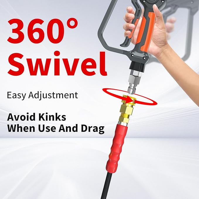 Pressure Washer Hose 125FT, 4200PSI High Tensile Wire Braid Kink Resistant Power Washer Extension Hose, 1/4" Flexible Replacement Hose with M22-14mm Brass Swivel Thread and 3/8 Quick Connect