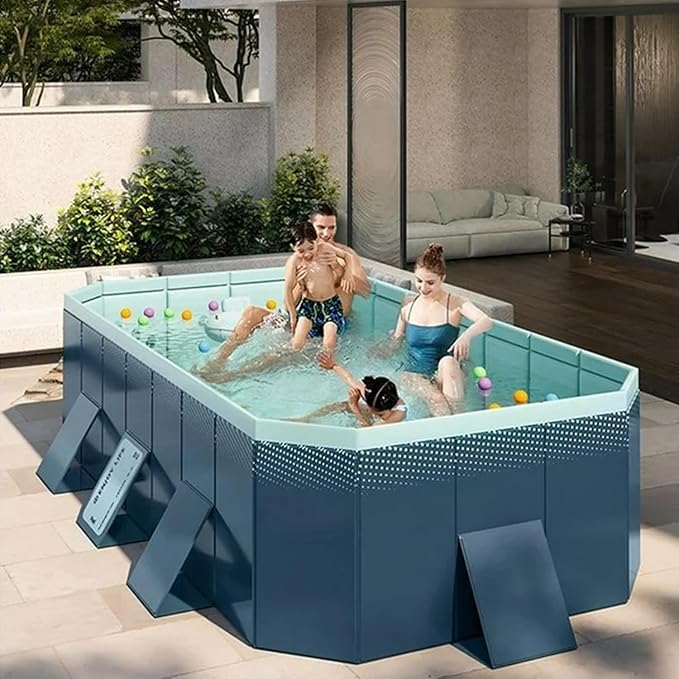 Foldable Pool, Non-Inflatable Swimming Pool for Kids, Adults and Pets, Large Portable Kids Pool for Outdoor Backyard Garden, 116" × 65" × 22"