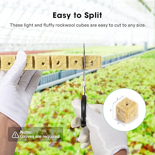 VIVOSUN 1 Inch Rockwool Cubes, Grow Cubes for Hydroponics, Cuttings, Cloning, Plant Propagation, Seed Startling, 2 Sheets 100 Plugs