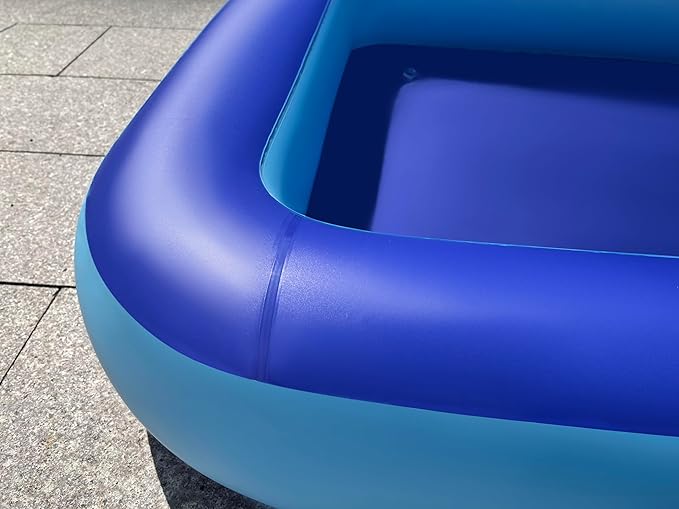 Inflatable Splash Pool for Kids, Plastic Wading Pools Outdoor, Large Sensory Sand & Water Play Pit for Toddlers, Kiddie Small Swimming Pool with Air Pump, Sand Box Backyard (77"*53"*9"-L)