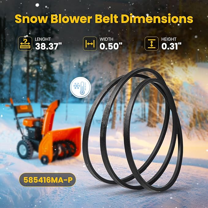 2-Pack 585416MA, 585416 Neoprene Rubber Snow Blower Belt for Murray, Compatible with MTD 754-0275, 954-0275, 954-0282 Drive Belt, 1/2" x 38.37"