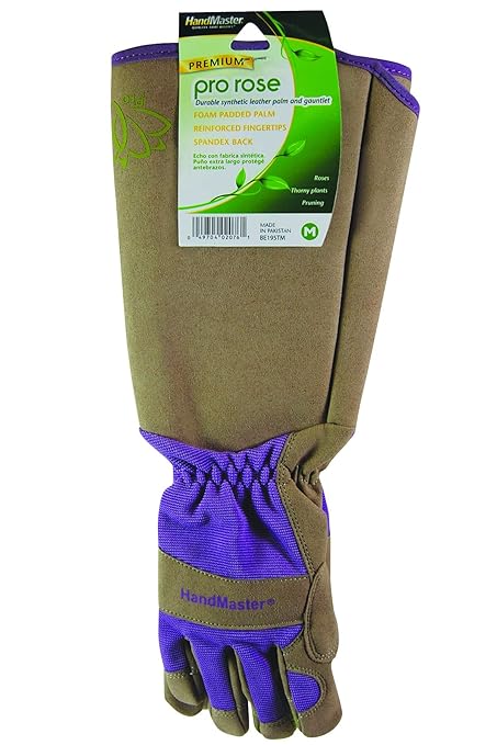 Magid Glove & Safety Professional Rose Pruning Thorn Resistant Gardening Gloves with Long Forearm Protection for Women (BE195TM) - Puncture Resistant, Medium (1 Pair), Brown & Purple