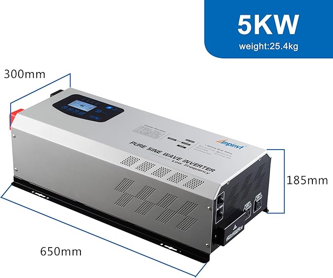 Ampinvt 5000W Peak 15000watts Pure Sine Wave Power Inverter 24V DC to 120/240V AC Split Phase with Battery AC Charger,Off Grid Low Frequency Solar Inverter for Home