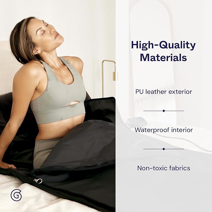 Far Infrared Sauna Blanket – Portable Low EMF Sauna Bag for Weight Loss, Detox, Muscle Recovery, Stress Relief - Adjustable Heat 77–167°F, Non-Toxic PU Leather with Waterproof Design, Fits 6'5"