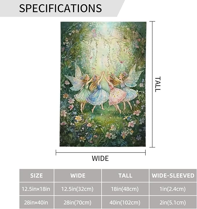 Fairy Flowers Garden Flag Vertical Double Sided Outdoor Yard Flags 12.5x18 Inch Burlap Banners for House Lawn