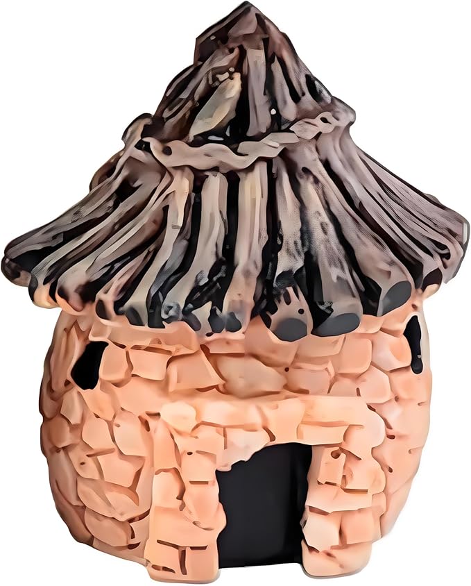 Fairy Garden Mini House Accessories, Miniature Village Hut Figurine Cottage, DIY Micro Landscape Decor Ornaments for Bonsai, Succulent Planting (B)