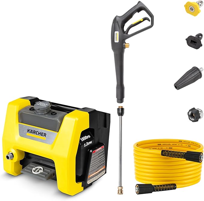 Kärcher Pressure Washer K1800PS Cube, CETA Certified, 3 Spray Nozzles, Detergent Tank, for Cars, Driveways, Siding, Patios, 1.2 max. GPM