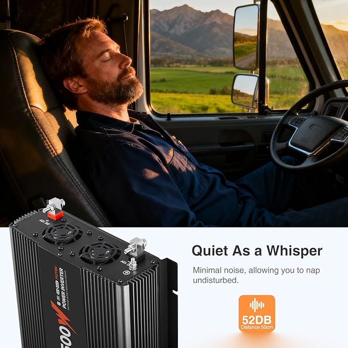 POTEK 2500W Power Inverter 12V DC to 120V AC Converter with 3 AC Outlets