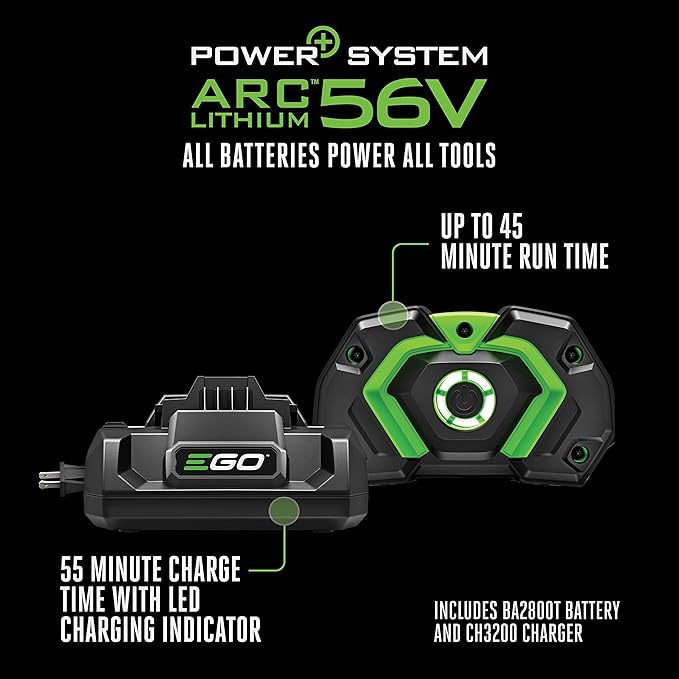 EGO POWER+ String Trimmer, Battery Powered, 16" Trimmer for Weeds and Grass with POWERLOAD, LINE IQ, Telescopic Carbon Fiber Shaft, Includes 56V 4.0Ah Battery and Charger - ST1623T