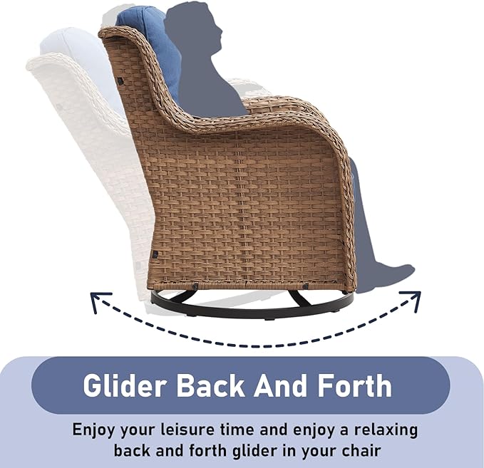 7 Piece Patio Furniture-All-Weather PE Wicker Outdoor Patio Furniture with Swivel Rocker Chairs,Outdoor Couch with Ottomans,Outdoor Furniture Set with Tables,