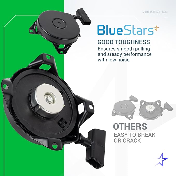 BlueStars 590420A Recoil Starter Assembly - for Tecumseh LAV TVS HS25-HS40 AH600 AV520 ECV HH TVXL105 HXL35 OVRM40 Snowblower - Replaces Tecumseh 590420 590458 590604 Stens 150-003 Oregon 31-051