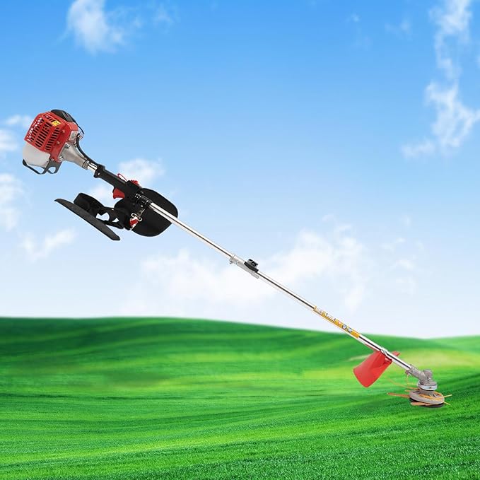 Gas Powered Weed Eater, 26cc 2-Stroke Cordless Lawn Edger Gas String Trimmer with Two Blade Heads, Trimmer Power Gasoline Chainsaw for Home Lawn, Orchard Mowing, Tea Garden Mowing
