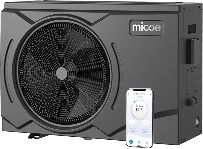 MICOE 100000 BTU Energy Efficient Electric Pool Heat Pump for Above Ground Pools Up to 36ft & 26,000 Gallons, Electric Swimming Pool Heat Pump with Large Heating Capacity
