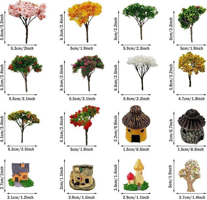 Cayway 83 PCS Fairy Garden Accessories Outdoor, Mixed Model Trees for DIY Craft Garden Decoration, SB-S571