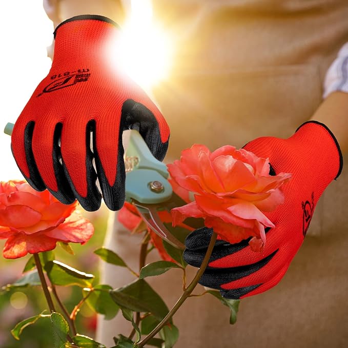 Gardening Gloves for Men Women Breathable Rubber Coated Working Gloves for Gardening, 9.1 Inch