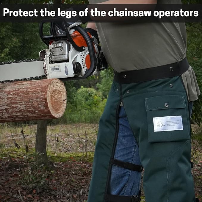 Chainsaw Chaps Apron Wrap 8-layer for Men/Women Loggers Forest Workers Protective Chain Saw Pants Adjustable