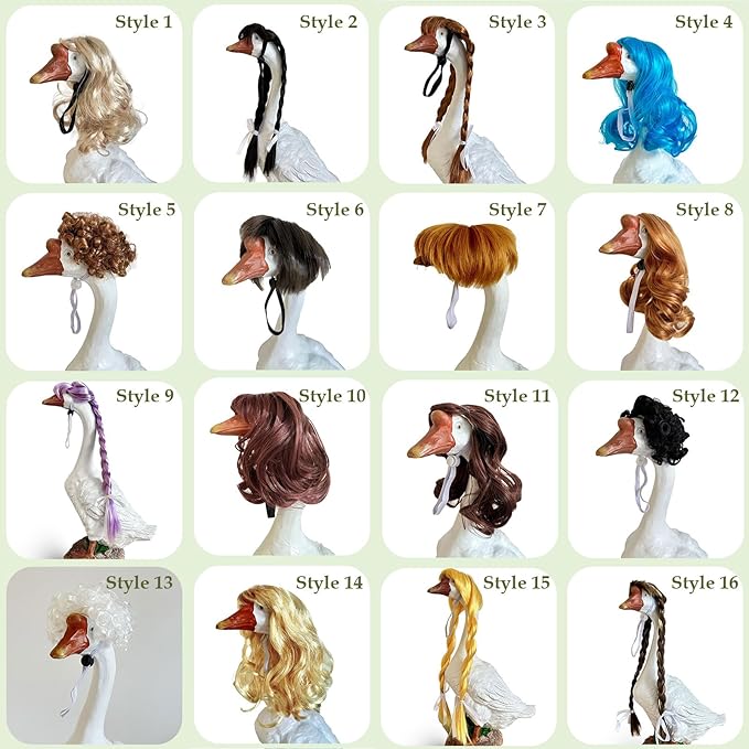 Porch Goose Wigs, Porch Goose Outfits Lawn Goose Statue Accessories for Outdoor Garden Patio Yard Goosey Decor （Style 12）