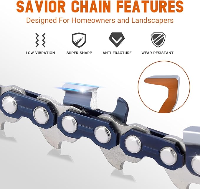 Savior 20 Inch Chainsaw Guide Bar and D70 Chain Combo, 3/8" Pitch .050" Gauge 70 Drive Links for Echo CS-590 CS-600 Poulan Pro Homelite McCulloch Replacement 200PXDD176, 27850 (Chain*3+Bar*1)