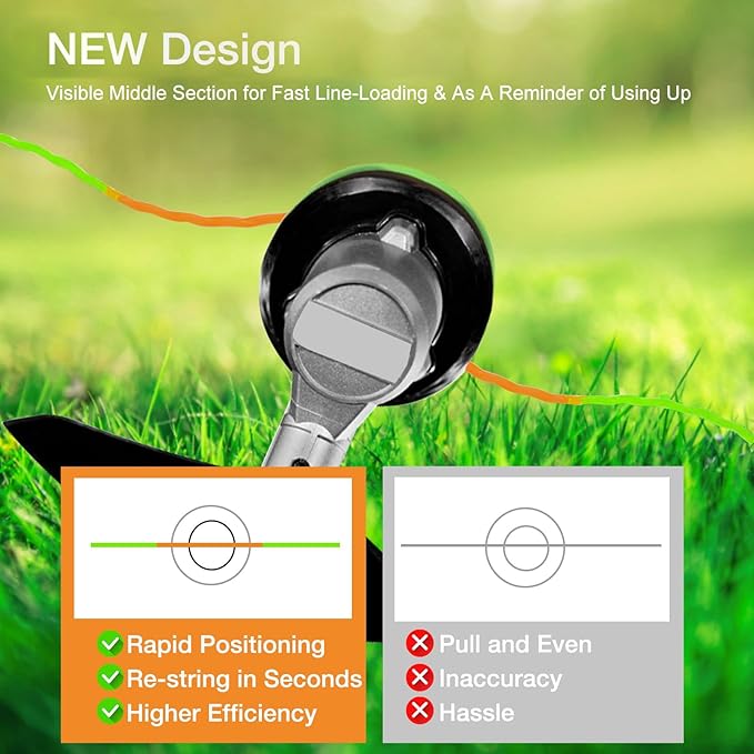 12 Pack String Trimmer Line .095 Compatible with Ego String Trimmer 095 Weed Eater String Pre-Cut Dual Color 3-section Fast-positioning Twisted Trimmer Line Universal Fit Weed Wacker String 14 ft