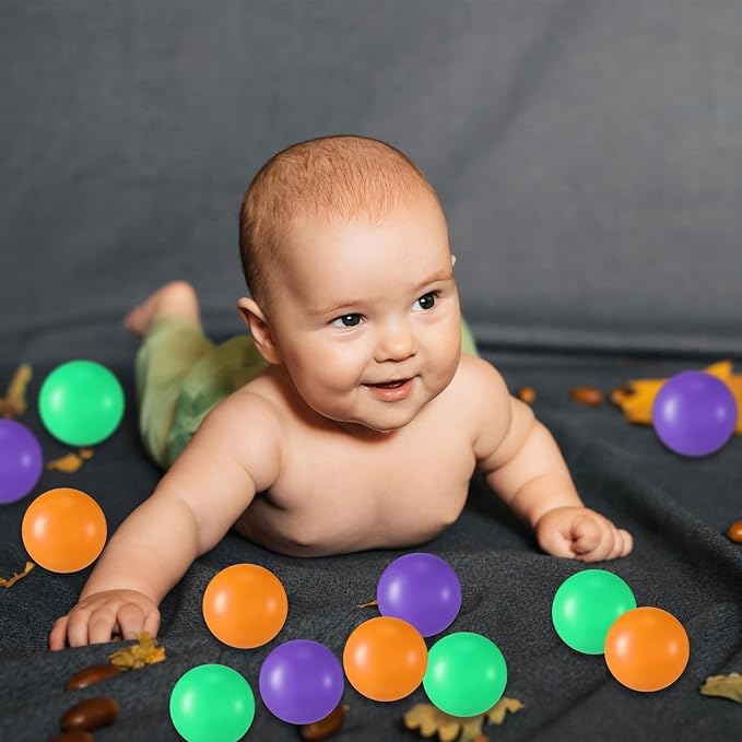 Shappy 180 Pcs Soft Plastic Balls for Toddlers, Crush Proof Ocean Balls Reusable for Photo Booth Props Play Tent Swimming Pool Party Holiday Decoration (Purple， Green， Orange)