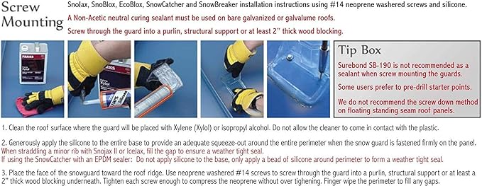 SnowBreaker Snow Guards 25 Pieces for Metal Roofs (Screw Mounted)
