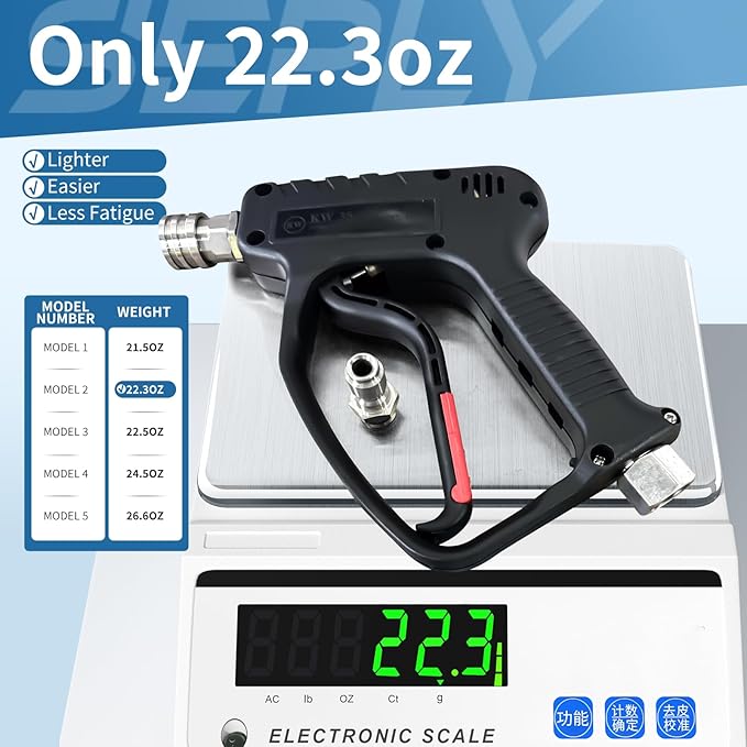 Pressure Washer Short Gun, 5000 PSI/10.5 GPM High Power Washer Spray Gun with 3/8'' Swivel Quick and M22-14mm Connect for Foam Cannon Car Wash
