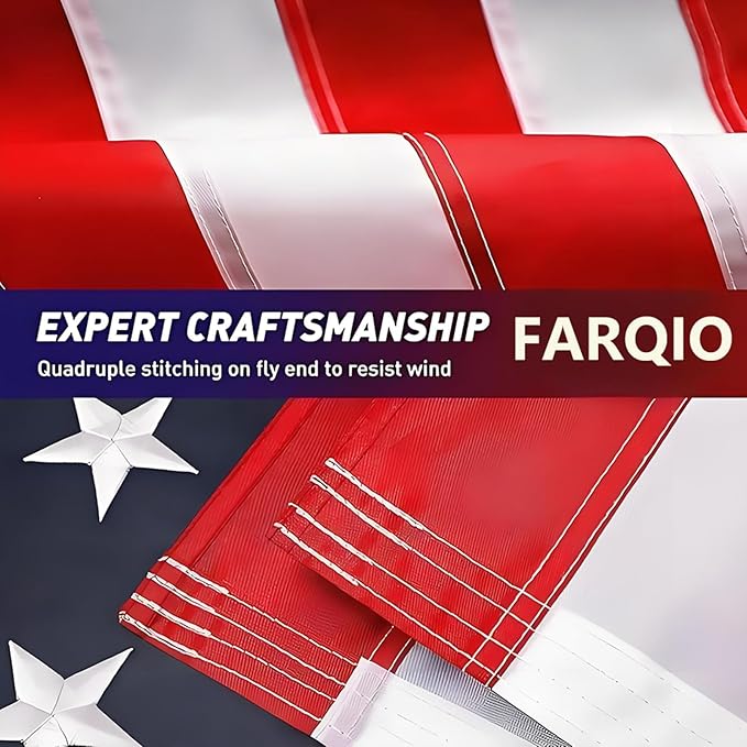 Pole Sleeve Flag 3x5 -Us Flag Sleeve,New 420D Polyester,Heavy Duty Durable TearProof, Embroidered Stars, Sewn Stripes, UV Protection,Sleeved American Flag (Pole NOT Included)
