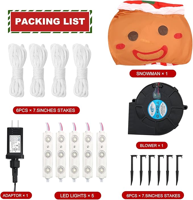 Christmas Inflatables Outdoor Decorations Gingerbread Man, 6ft Inflatable Christmas Yard Decorations with Build-in Bright LEDs Blow-up Yard Decorations for Outdoor Indoor Lawn Garden