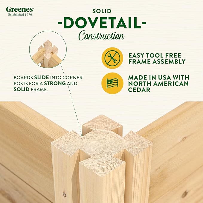 Greenes Fence Original Cedar Raised Garden Bed, 2' x 4' x 10.5" (2-Pack) - Made in USA with North American Cedar
