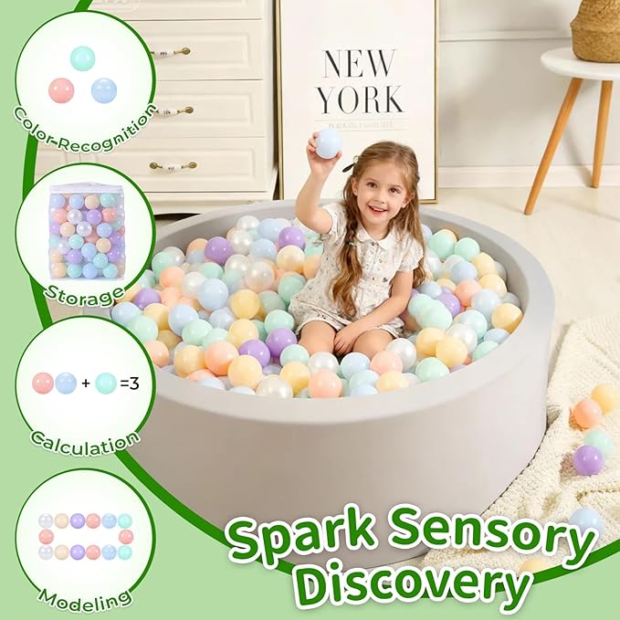 TRENDPLAY Plastic Balls for Ball Pits 2.2 Inch, Pack of 50 100 200 500 Hollow Balls, Perfect for Toddler Baby Pools,Party,Festival Decoration