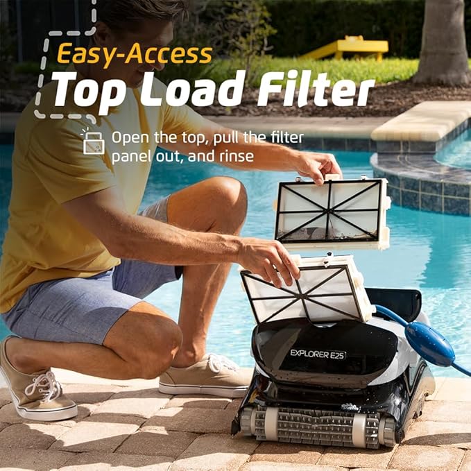 Dolphin (2025 Model) Explorer E25 Wi-Fi Robotic Pool Vacuum Cleaner Pools up to 50 FT - Waterline Scrubber Brush