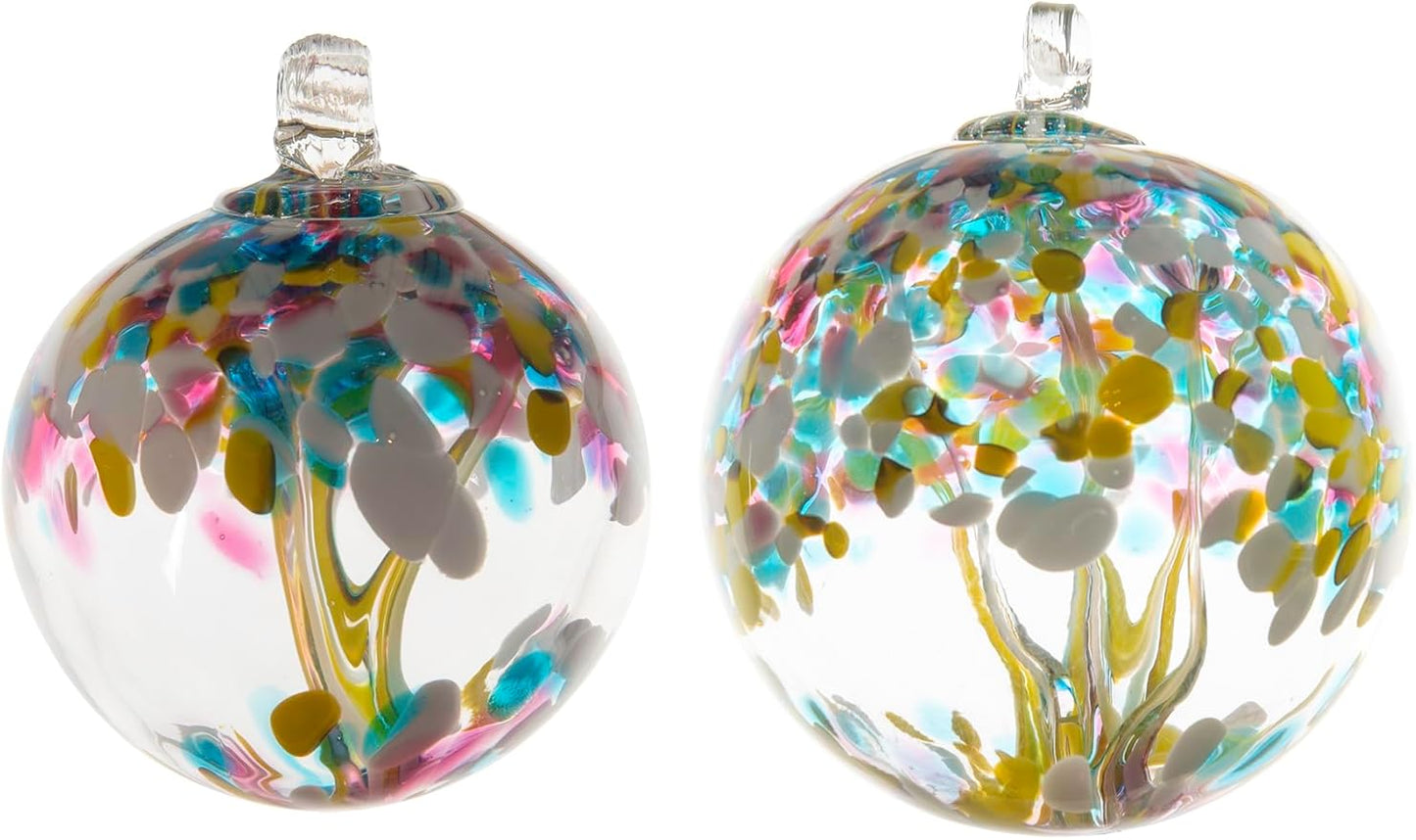 Dale Tiffany Hand Blown Glass, 6" Diameter Spring, Tree of Life Collection, Witch Globe Hanging Garden Indoor/Outdoor Decorative Ornament Gazing Ball