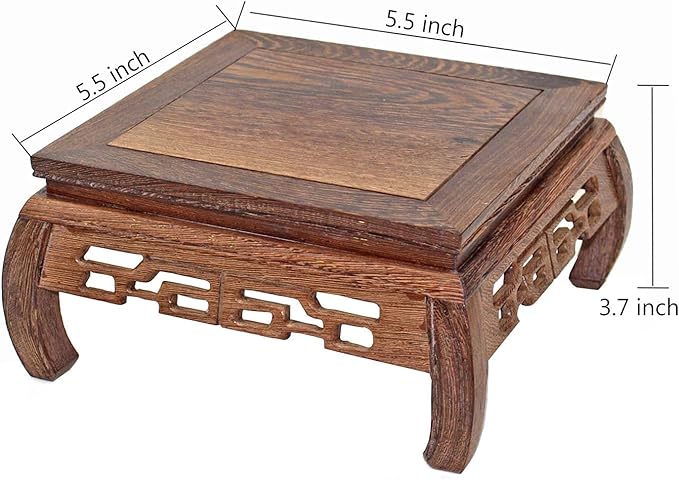 GOLDY&WENDY Solid Wood Ornaments Base Chicken Wing(Ji Chi) Wood Curved Feet Square Display Stand Practical Teapot Vase Bonsai Pedestal