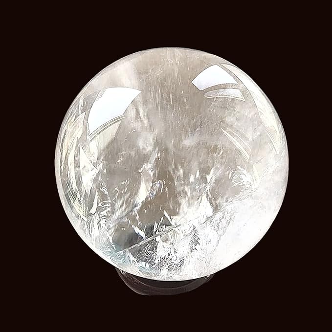 Natural Clear Quartz Crystal Ball,White Crystal Sphere Healing Crystal Ball with Stand Home Decor Prosperous Love Invite Wealth + Pedestal (900g)…