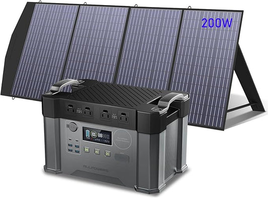 ALLPOWERS S2000 Pro Solar Generator with Panels Included, 2400W MPPT Portable Power Station with Foldable Solar Panel 200W, Solar Backup Power for Van House Outdoor Camping
