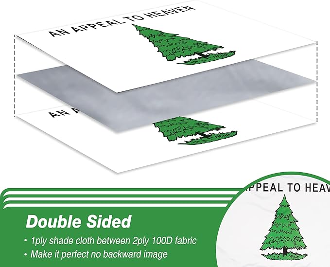 XIFAN Double Sided An Appeal to Heaven Flag 3x5 ft, Heavy Duty 3 Ply Durable Polyester, Pine Tree Liberty Tree Flag with Vibrant Print/4 Rows Hemming/Brass Grommets for Indoor Outdoor Decor