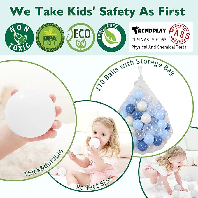 TRENDPLAY Plastic Balls for Ball Pits - Hollow Balls- Safe and Exciting Playtime - Perfect for Baby Pools, Birthday Party Decoration