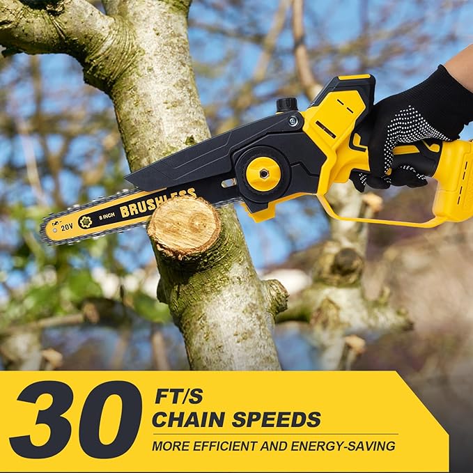 Cordless Mini Chainsaw 8 Inch for Dewalt 20V MAX Battery Powered (NO Battery), Electric Cordless Hand Chainsaw, Portable Small Rechargeable Pruning Chain Saw for Wood Cut Tree Trimming